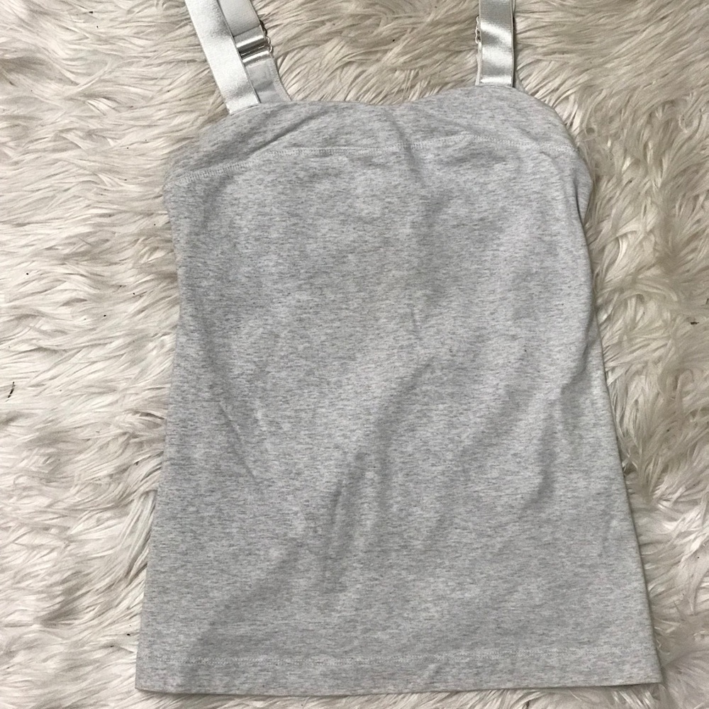 Light gray LuluLemon tank.